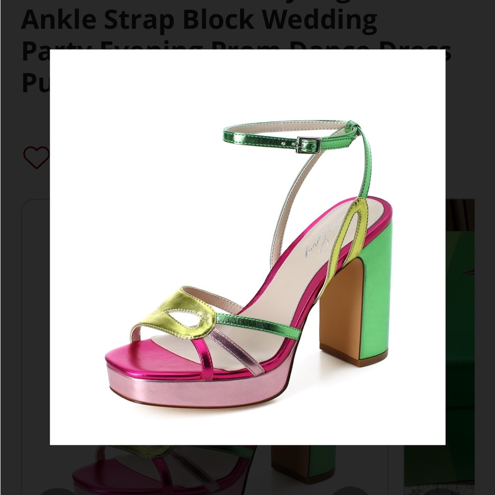 Elegant Pink and Green Ankle Strap Heels